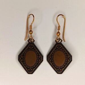 Vintage bronze Morrocan style tile earrings